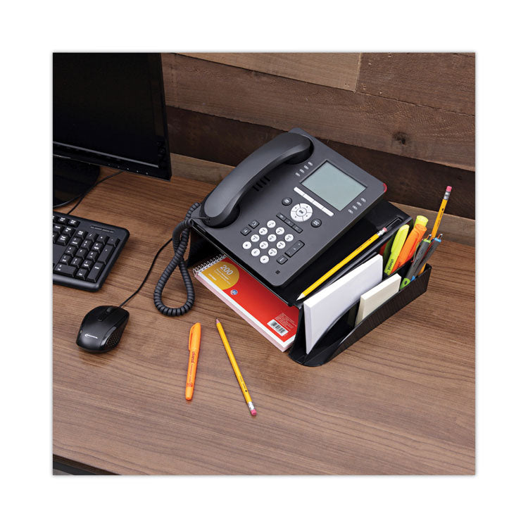 Universal® Recycled Telephone Stand and Message Center, 12.25 x 10.5 x 5.25, Black (UNV08116) Each