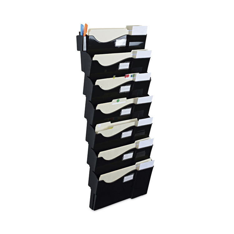 Universal® Grande Central Filing System, 7 Sections, Legal/Letter Size, Wall Mount, 16" x 4.75" x 38.25", Black, 7/Pack (UNV08174) Pack of 7