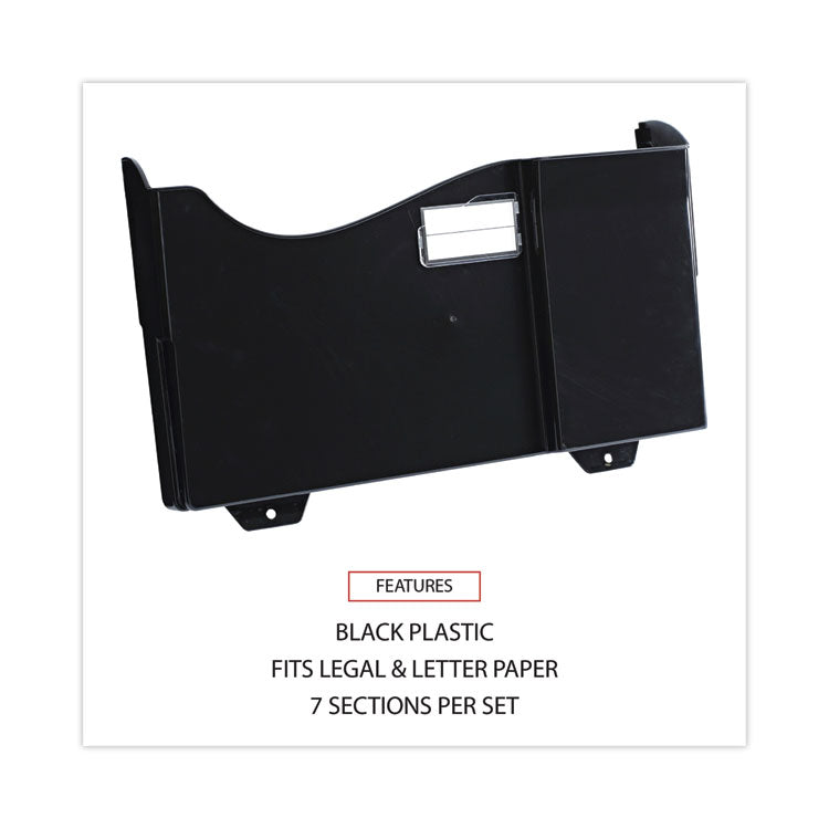 Universal® Grande Central Filing System, 7 Sections, Legal/Letter Size, Wall Mount, 16" x 4.75" x 38.25", Black, 7/Pack (UNV08174) Pack of 7