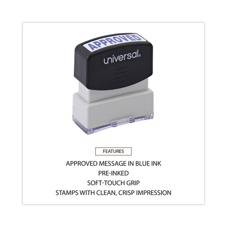 Universal® Message Stamp, APPROVED, Pre-Inked One-Color, Blue (UNV10043)