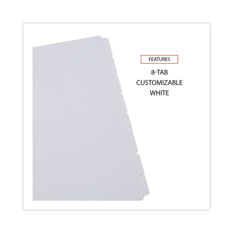 Universal® Deluxe Write-On/Erasable Tab Index, 8-Tab, 11 x 8.5, White, White Tabs, 1 Set (UNV20818)