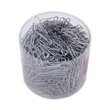 Universal® Plastic-Coated Paper Clips with One-Compartment Storage Tub, (750) #1 (1.3"), (250) Jumbo (2"), Silver (UNV21001)