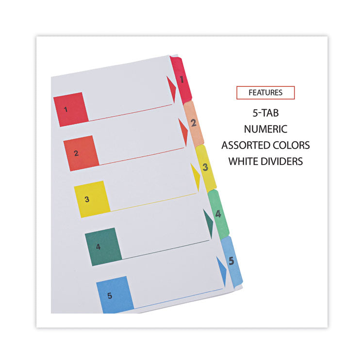 Universal® Deluxe Table of Contents Dividers for Printers, 5-Tab, 1 to 5; Table Of Contents, 11 x 8.5, White, 6 Sets (UNV24800)