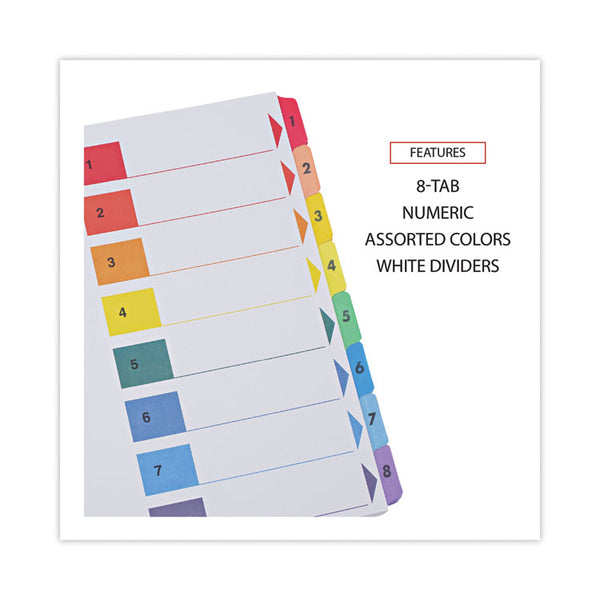 Universal® Deluxe Table of Contents Dividers for Printers, 8-Tab, 1 to 8; Table Of Contents, 11 x 8.5, White, 6 Sets (UNV24802)