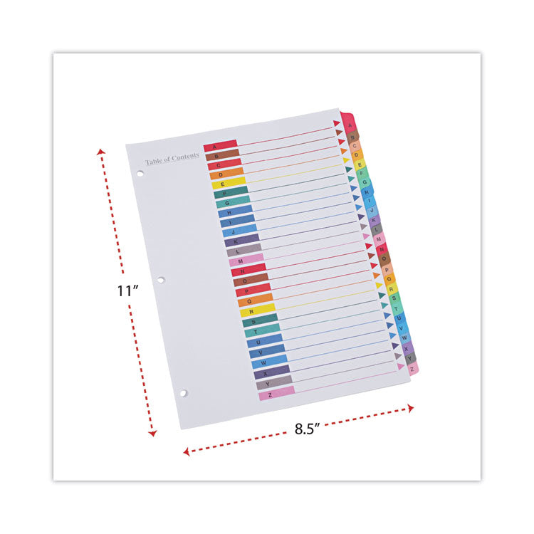 Universal® Deluxe Table of Contents Dividers for Printers, 26-Tab, A to Z, 11 x 8.5, White, 1 Set (UNV24812)