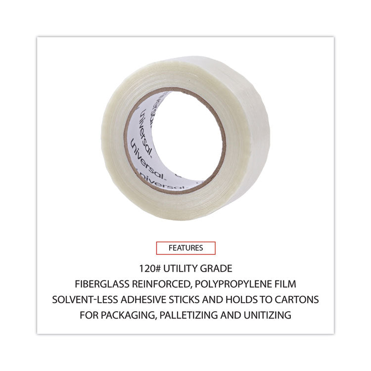 Universal® 120# Utility Grade Filament Tape, 3" Core, 48 mm x 54.8 m, Clear (UNV30048)