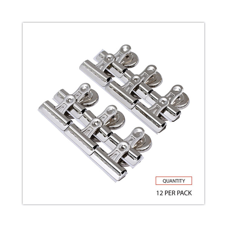 Universal® Bulldog Magnetic Clips, Medium, Nickel, 12/Pack (UNV31261)