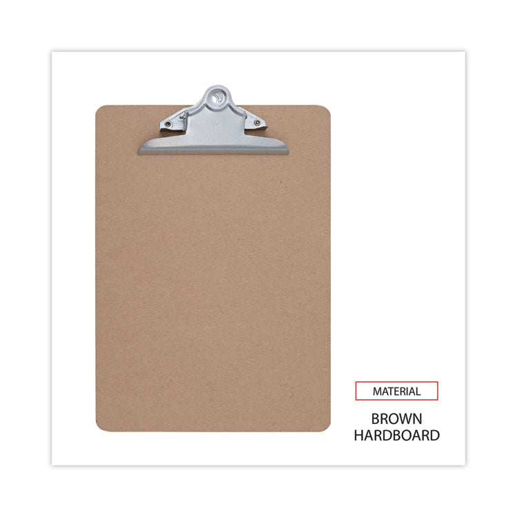 Universal® Hardboard Clipboard, 1.25" Clip Capacity, Holds 8.5 x 11 Sheets, Brown (UNV40304)