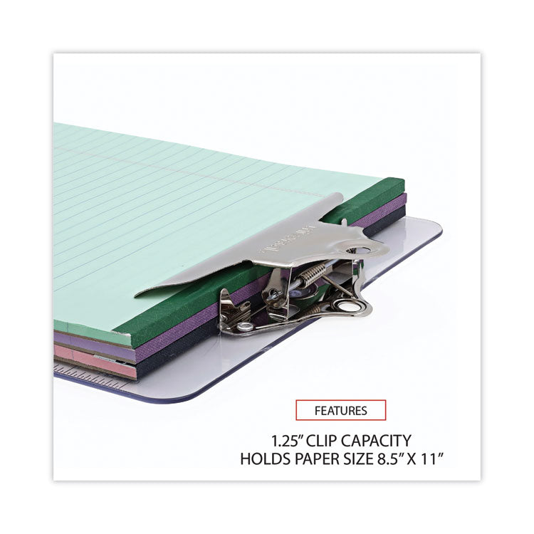 Universal® Plastic Clipboard with High Capacity Clip, 1.25" Clip Capacity, Holds 8.5 x 11 Sheets, Clear (UNV40308)