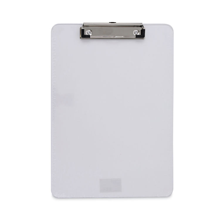 Universal® Plastic Clipboard with Low Profile Clip, 0.5" Clip Capacity, Holds 8.5 x 11 Sheets, Clear (UNV40310)