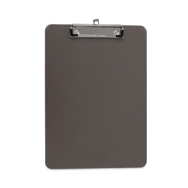 Universal® Plastic Clipboard with Low Profile Clip, 0.5" Clip Capacity, Holds 8.5 x 11 Sheets, Translucent Black (UNV40311)