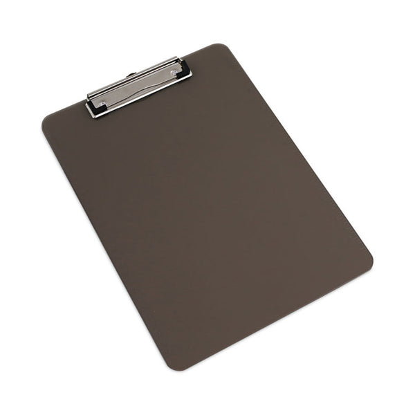 Universal® Plastic Clipboard with Low Profile Clip, 0.5" Clip Capacity, Holds 8.5 x 11 Sheets, Translucent Black (UNV40311)