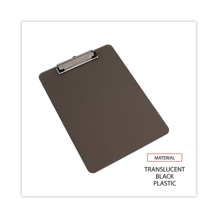 Universal® Plastic Clipboard with Low Profile Clip, 0.5" Clip Capacity, Holds 8.5 x 11 Sheets, Translucent Black (UNV40311) Each