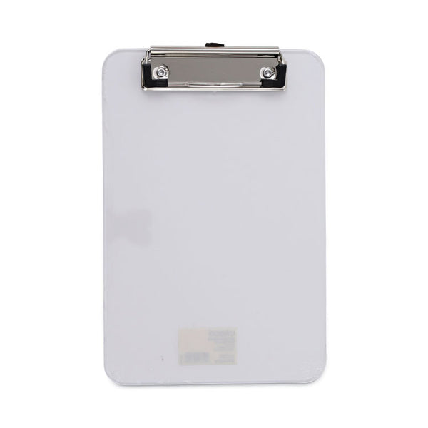 Universal® Plastic Clipboard with Low Profile Clip, 0.5" Clip Capacity, Holds 5 x 8 Sheets, Clear (UNV40312)