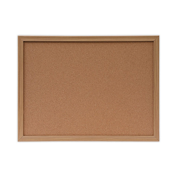 Universal® Cork Board with Oak Style Frame, 24 x 18, Tan Surface (UNV43602)