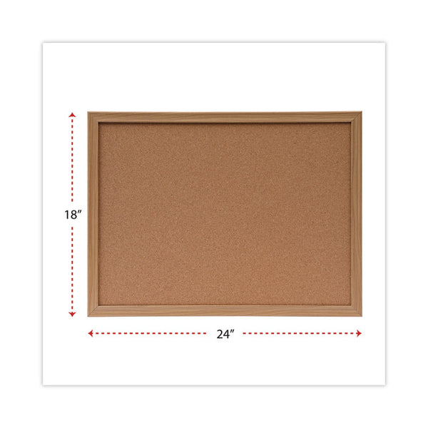 Universal® Cork Board with Oak Style Frame, 24 x 18, Tan Surface (UNV43602)