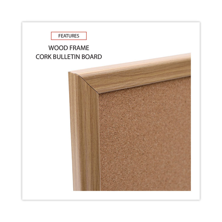 Universal® Cork Board with Oak Style Frame, 24 x 18, Tan Surface (UNV43602)