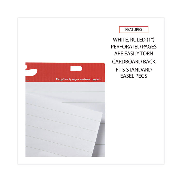 Universal® Renewable Resource Sugarcane Based Easel Pads, Presentation Format (1" Rule), 27 x 34, White, 50 Sheets, 2/Carton (UNV45602)