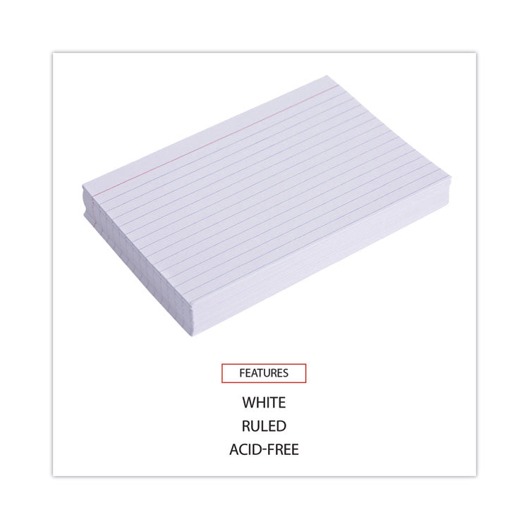 Universal® Ruled Index Cards, 4 x 6, White, 100/Pack (UNV47230)