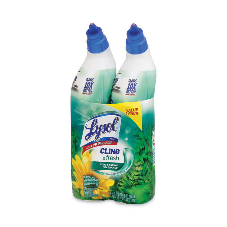 LYSOL® Brand Cling and Fresh Toilet Bowl Cleaner, Forest Rain Scent, 24 oz, 2/Pack, 4 Packs/Carton (RAC98015)