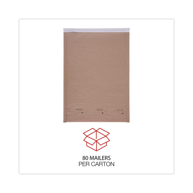 Universal® Natural Self-Seal Cushioned Mailer, #5, Barrier Bubble Air Cell Cushion, Self-Adhesive Closure, 10.5 x 16, Kraft, 80/Carton (UNV62264) Case of 80