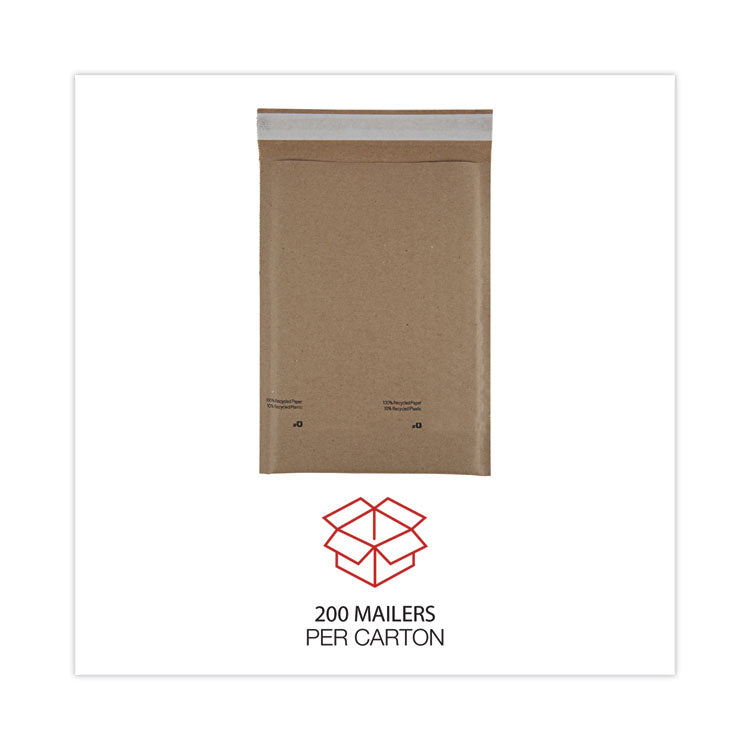 Universal® Natural Self-Seal Cushioned Mailer, #0, Barrier Bubble Air Cell Cushion, Self-Adhesive Closure, 6 x 10, Kraft, 200/Carton (UNV62425) Case of 200