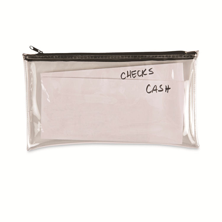 Universal® Zippered Wallets/Cases, Leatherette PU, 11 x 6, Clear/Black, 2/Pack (UNV69026) Pack of 2