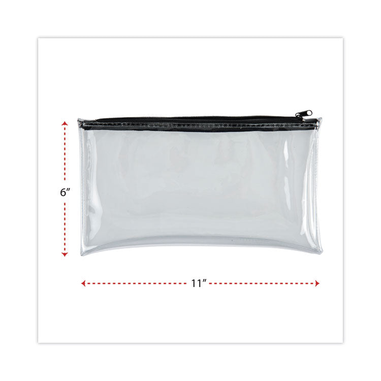 Universal® Zippered Wallets/Cases, Leatherette PU, 11 x 6, Clear/Black, 2/Pack (UNV69026) Pack of 2