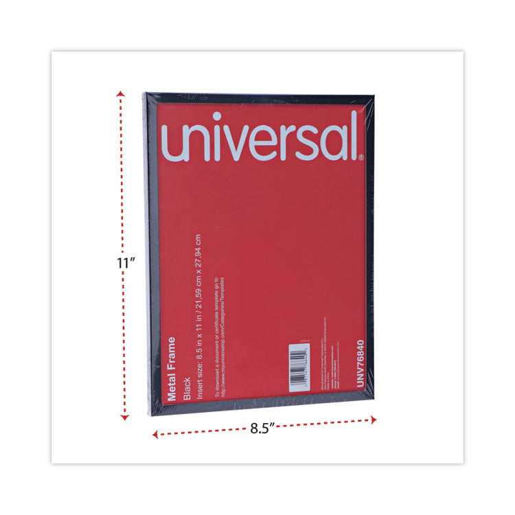 Universal® Metal Photo Frame, Aluminum, 8.5 x 11, Black (UNV76840)