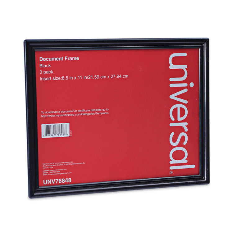 Universal® All Purpose Document Frame, 8.5 x 11 Insert, Black, 3/Pack (UNV76848)