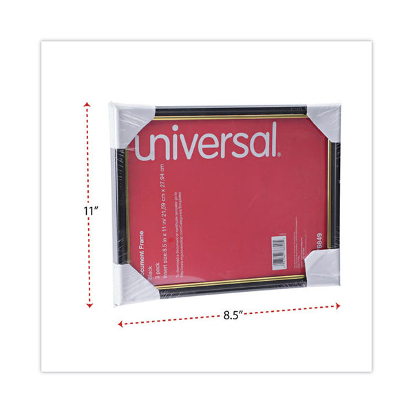 Universal® All Purpose Document Frame, 8.5 x 11 Insert, Black/Gold, 3/Pack (UNV76849)
