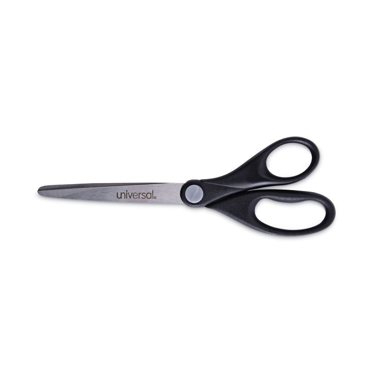 Universal® Stainless Steel Office Scissors, Pointed Tip, 7" Long, 3" Cut Length, Black Straight Handle (UNV92008) Each