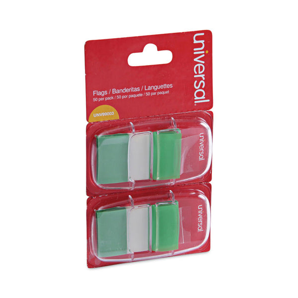 Universal® Page Flags, Green, 50 Flags/Dispenser, 2 Dispensers/Pack (UNV99003)