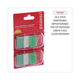 Universal® Page Flags, Green, 50 Flags/Dispenser, 2 Dispensers/Pack (UNV99003)