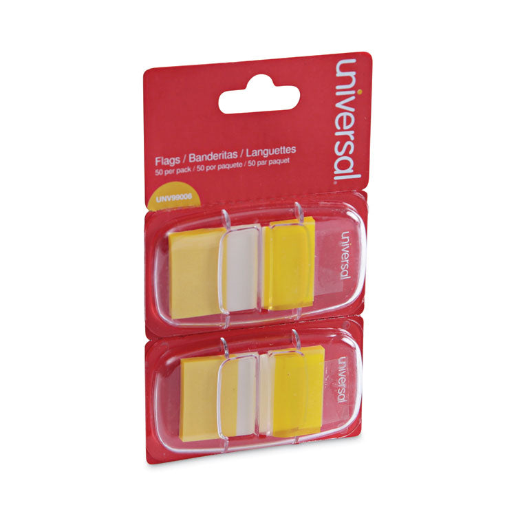 Universal® Page Flags, Yellow, 50 Flags/Dispenser, 2 Dispensers/Pack (UNV99006) Pack of 2