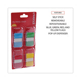 Universal® Deluxe Pop-Up Page Flags, 1 x 1.75, Four Assorted Colors, 50 Flags/Dispenser, 4 Dispensers/Pack (UNV99012) Pack of 50