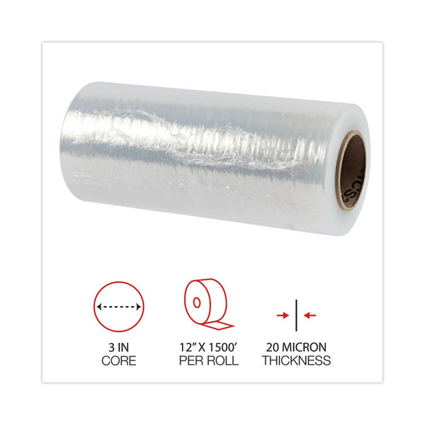 Universal® Handwrap Stretch Film, 12" x 1,500 ft Roll, 20 mic (80-Gauge), Clear, 4/Carton (UNV121580)