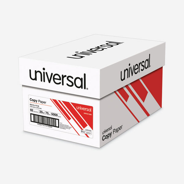 Universal® Copy Paper, 92 Bright, 20 lb Bond Weight, 8.5 x 11, White, 500 Sheets/Ream, 10 Reams/Carton (UNV21200)