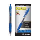 Pilot® G2 Premium Gel Pen, Retractable, Bold 1 mm, Blue Ink, Smoke/Blue Barrel, Dozen (PIL31257)