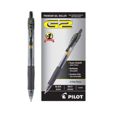 Pilot® G2 Premium Gel Pen, Retractable, Bold 1 mm, Black Ink, Smoke/Black Barrel, Dozen (PIL31256)