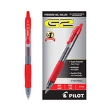 Pilot® G2 Premium Gel Pen, Retractable, Fine 0.7 mm, Red Ink, Smoke/Red Barrel, Dozen (PIL31022)