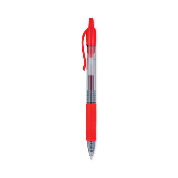 Pilot® G2 Premium Gel Pen, Retractable, Fine 0.7 mm, Red Ink, Smoke/Red Barrel, Dozen (PIL31022)