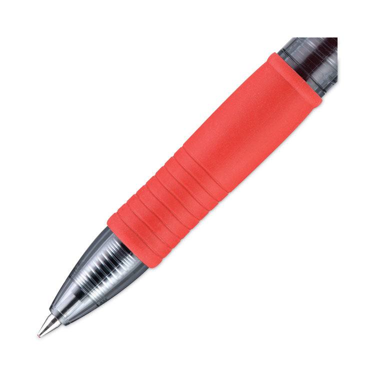 Pilot® G2 Premium Gel Pen, Retractable, Fine 0.7 mm, Red Ink, Smoke/Red Barrel, Dozen (PIL31022)