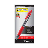 Pilot® G2 Premium Gel Pen, Retractable, Fine 0.7 mm, Red Ink, Smoke/Red Barrel, Dozen (PIL31022)