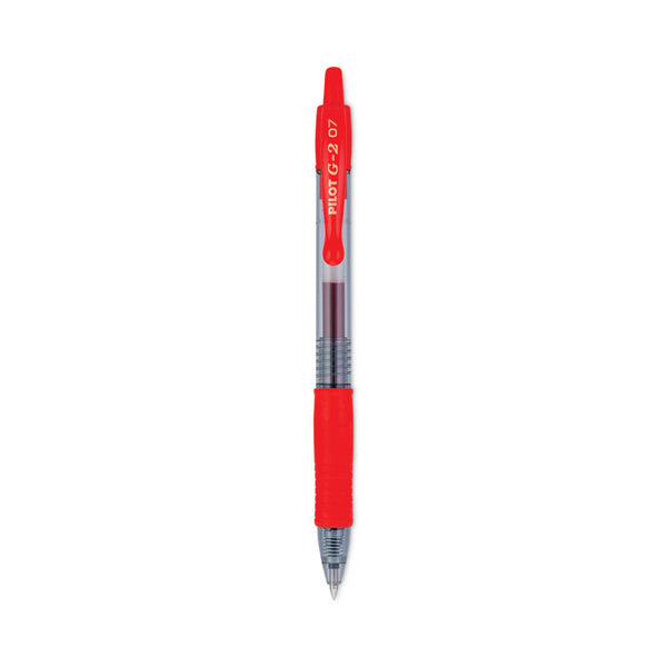 Pilot® G2 Premium Gel Pen, Retractable, Fine 0.7 mm, Red Ink, Smoke/Red Barrel, Dozen (PIL31022)