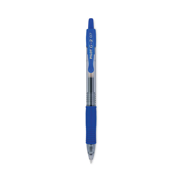 Pilot® G2 Premium Gel Pen, Retractable, Fine 0.7 mm, Blue Ink, Smoke/Blue Barrel, 12/Pack (PIL31021)