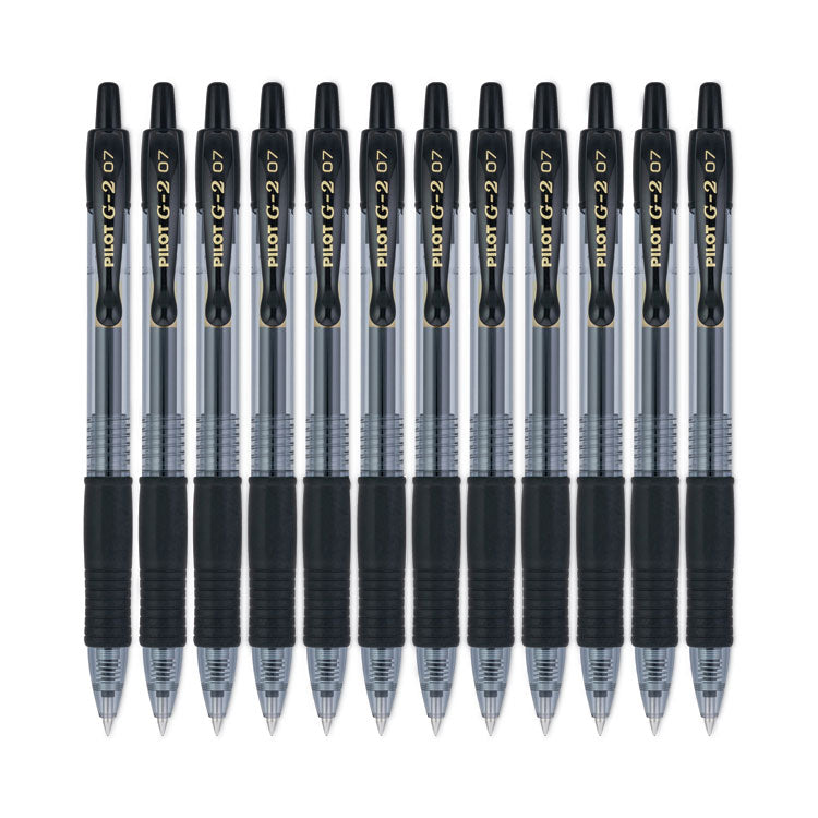 Pilot® G2 Premium Gel Pen, Retractable, Fine 0.7 mm, Black Ink, Smoke/Black Barrel, Dozen (PIL31020)