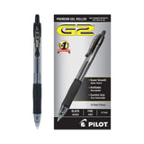 Pilot® G2 Premium Gel Pen, Retractable, Fine 0.7 mm, Black Ink, Smoke/Black Barrel, Dozen (PIL31020)