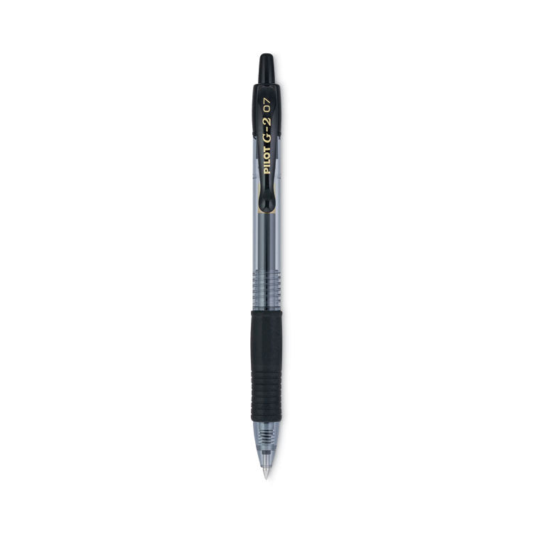 Pilot® G2 Premium Gel Pen, Retractable, Fine 0.7 mm, Black Ink, Smoke/Black Barrel, Dozen (PIL31020)