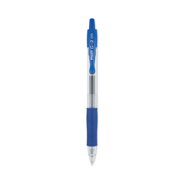 Pilot® G2 Premium Gel Pen, Retractable, Extra-Fine 0.5 mm, Blue Ink, Smoke/Blue Barrel, Dozen (PIL31003)